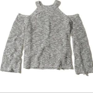Hollister Grey Distressed off the shoulder sweater